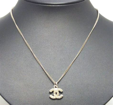 chanel logo pendant silver|chanel necklace cc logo.